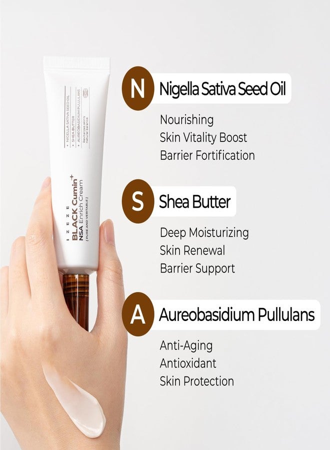 IZEZE BLACK Cumin NSA Enrich Cream 1.69 fl.oz, 50 ml | Antiwrinkle Moisturizer, Barrier Repair and Nourishing, Korean Skincare for Dry Skin, Skin Cream for Aging Skin - Image 5